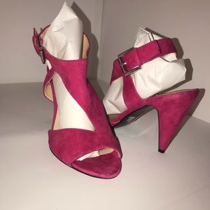 Nine West Hot Pink Suede Cutout Heels